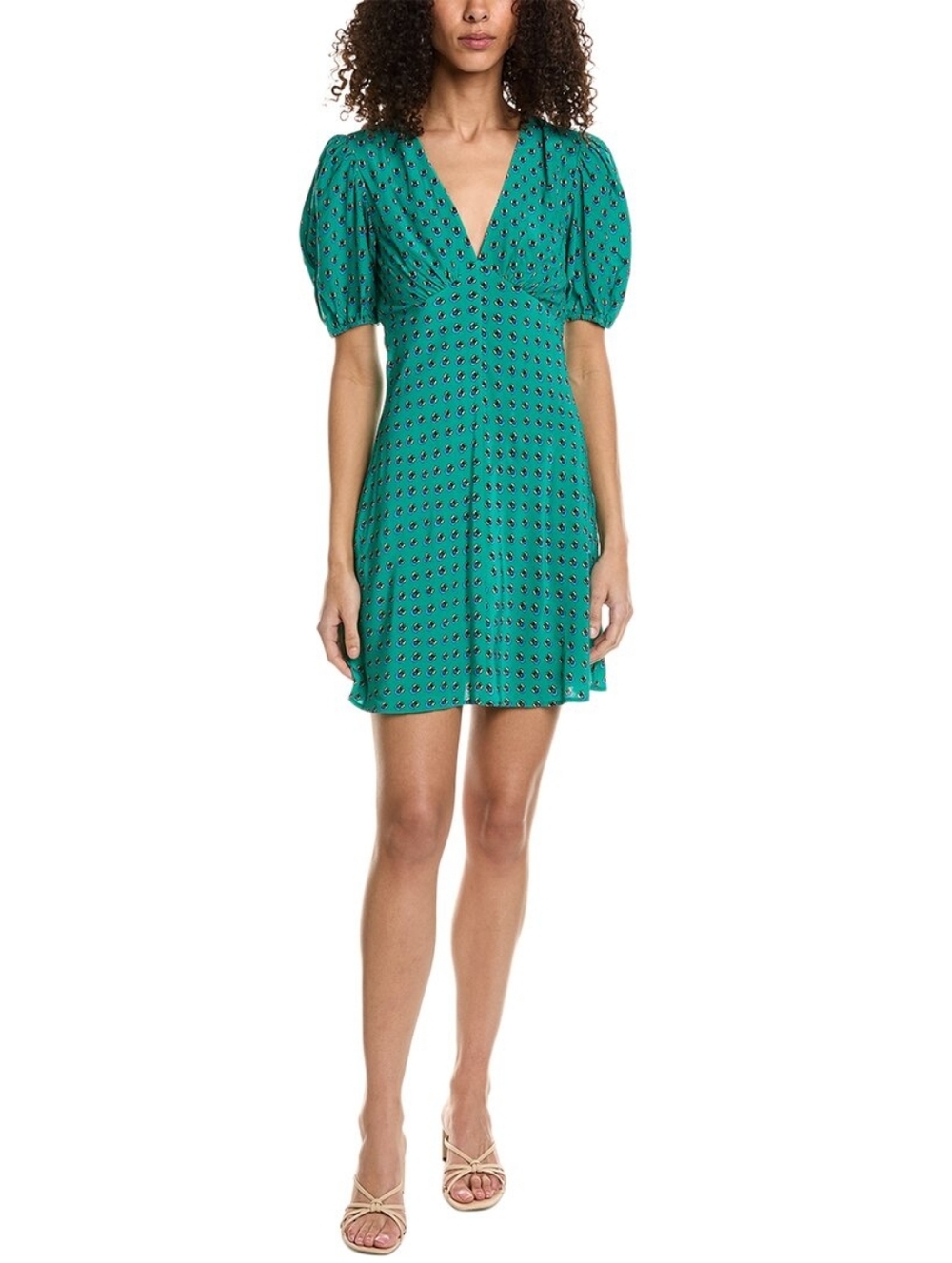 STAUD Milla Green Floral Mini Dress